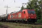 Die HGK 185 587-3 bei der Durchfahrt in Lintorf am 10.05.2011