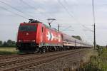 Die HGK 185 587-3 mit dem ( Wacken ) Metal Train in Borsfleth am 03,08,11 