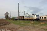 185 540-2(Kassel Huskies) mit einem Gterzug Richtung Troisdorf am 17.04.13 bei Porz-Wahn