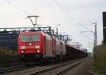 Railion 185 239-1 mit 2 Dnen (EA 3017 und EA 3018) hinten dran in Lintorf an KM 10.8 am 11.04.2010
