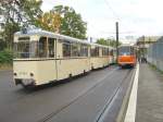 Wendeschleife Langenbeckstrasse, Pause f�r den REKO-Zug und den KT4D, Berlin Oktober 2009