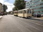 Hist. Tw 3802 mit Beiwagen 1707 unterwegs zum Bhf Lichtenberg, Berlin Oktober 2009