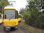 Linien-Tatra KT4D (als Ersatz f�r Doppeltraktion T6A) in Mahlsdorf, berlin 9. August 2009