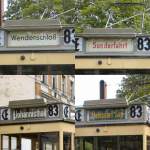 Verschiedene Zielschilder beim Tw 5984 bei der Themenfahrt August 2009