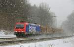 Winterliche Einfahrt in Aßling. 482 041-1, aufgenommen am 21.02.13.